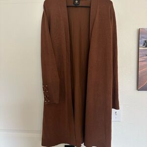 Brown Open Front Women's Cardigan
